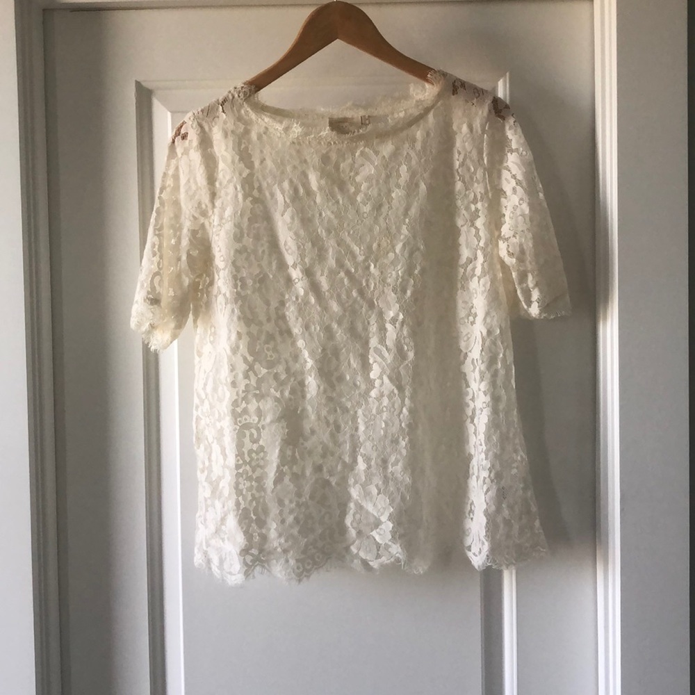 Anthropologie white lace top